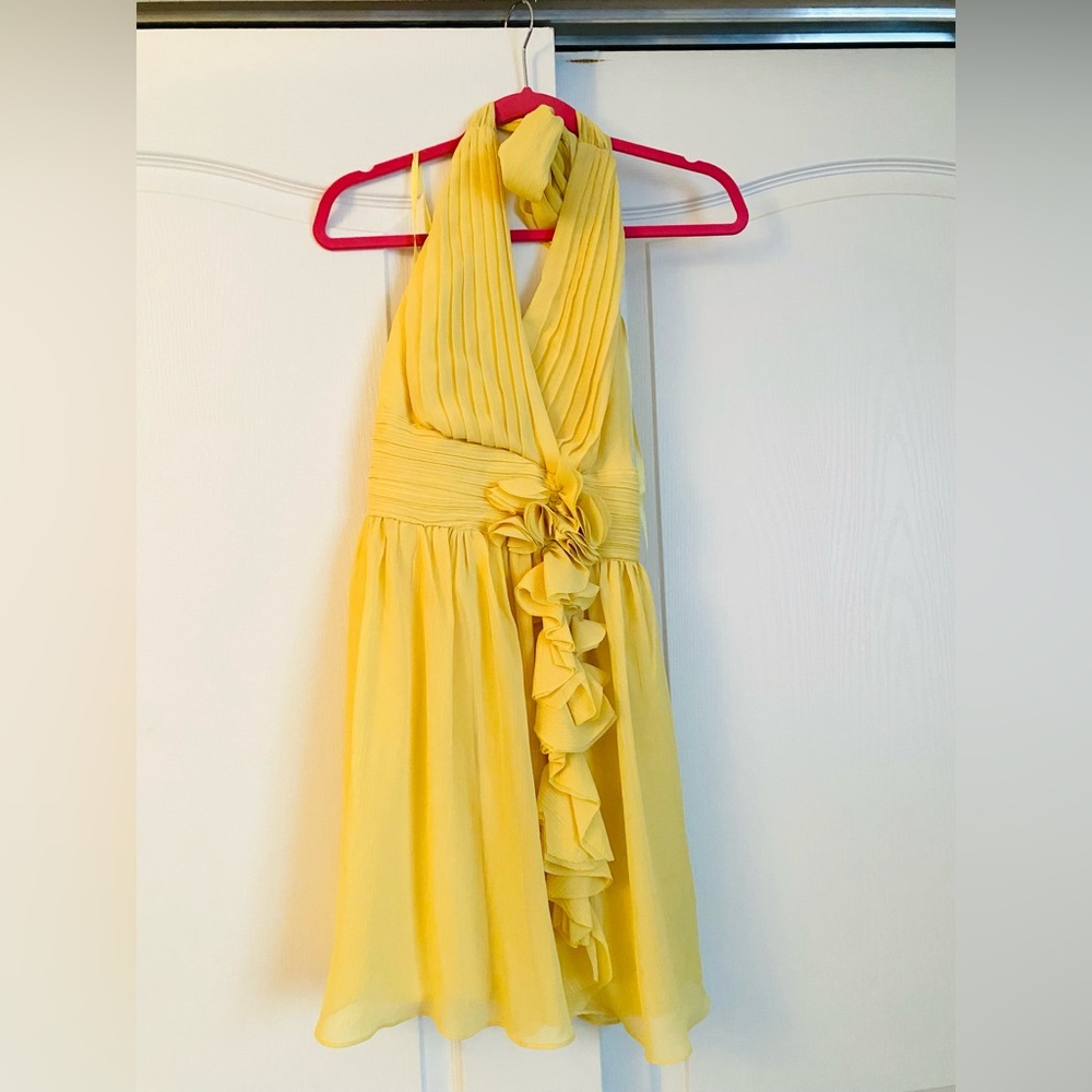 Yellow flowy halter dress from NYC boutique size S